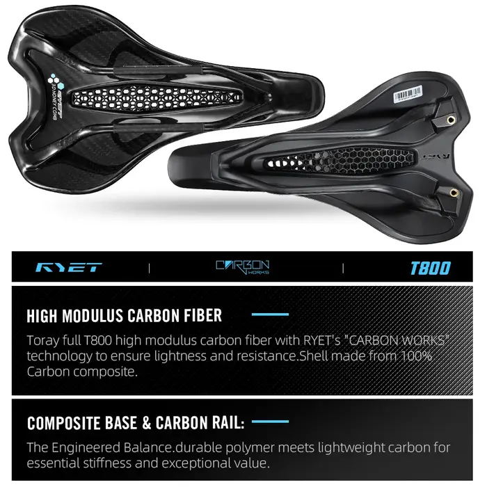 Selle de vélo RYET en carbone imprimée en 3D