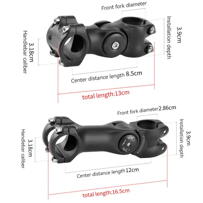 Tige de vélo guidon réglable en alliage d'aluminium 31.8mm rehausseur de hauteur 85 120mm pour VTT