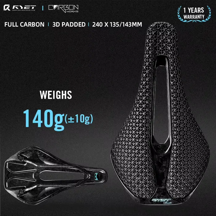 Selle de vélo en carbone 3D RYET X15 240*135/143mm