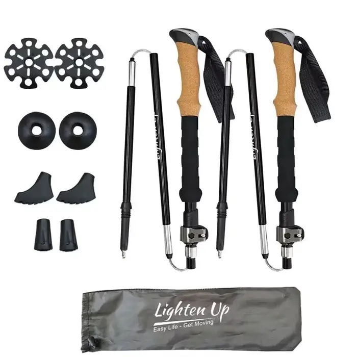 Canne de trekking télescopique pliante ultra-légère en fibre de carbone, canne d'alpinisme, anciers 