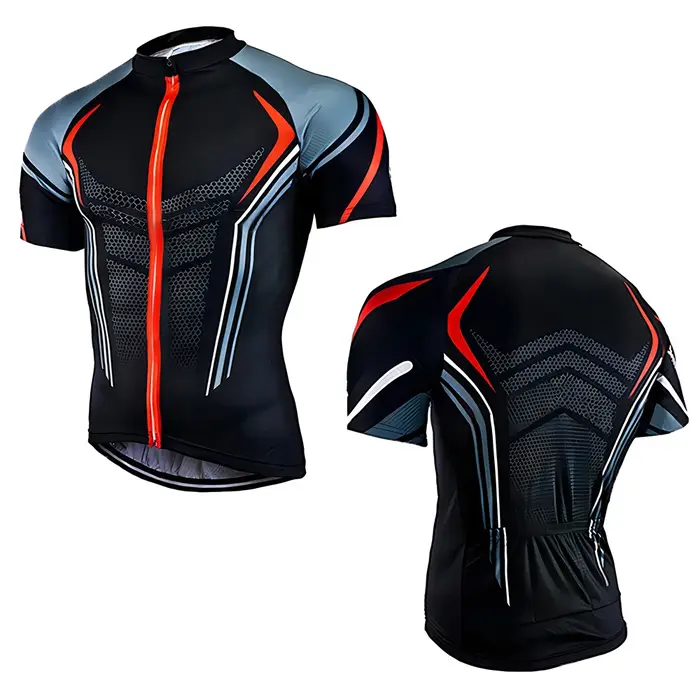 Maillot de cyclisme pour hommes, noir, rouge, gris, chemise d'été respirante à manches courtes, vête