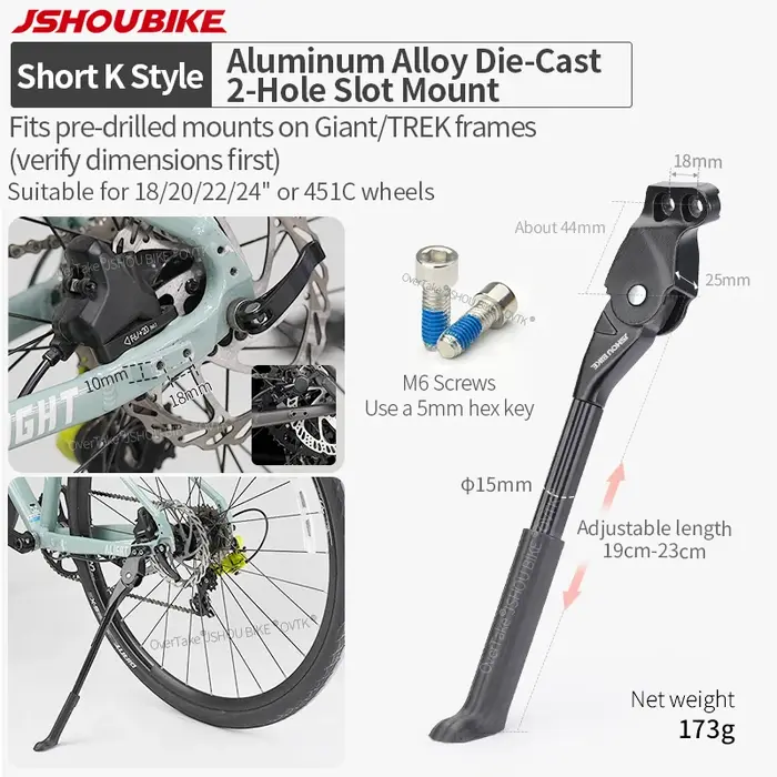 JSHOUBIKE Nouvelle génération de béquille de vélo réglable en alliage d'aluminium pour GIANT ATX XTC