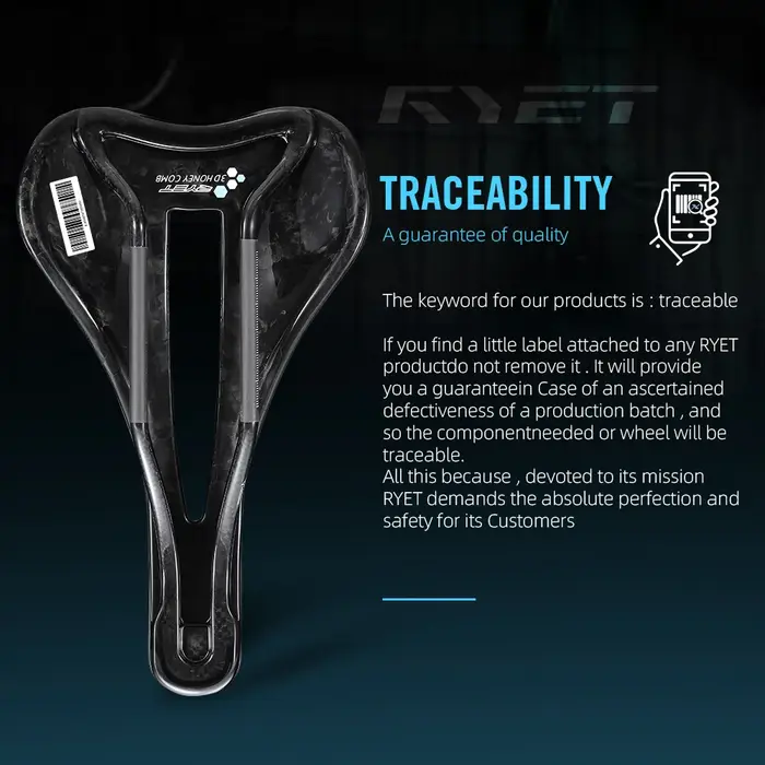 Selle de vélo en carbone imprimée en 3D RYET 135g