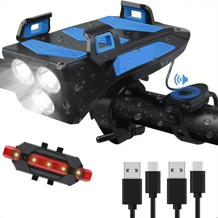 Lampe de vélo, phare rechargeable USB à 3 LED