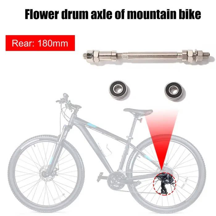 Axe de moyeu de roue avant et arrière de vélo de montagne avec 2 roulements