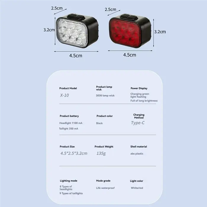Ensemble d'éclairage de vélo avant et arrière USB charge casque de montagne phare