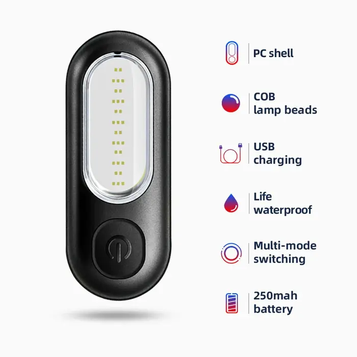 ROCKBROS feu arrière de vélo 250 mAh USB Rechargeable ultraléger voyant d'avertissement étanche à la
