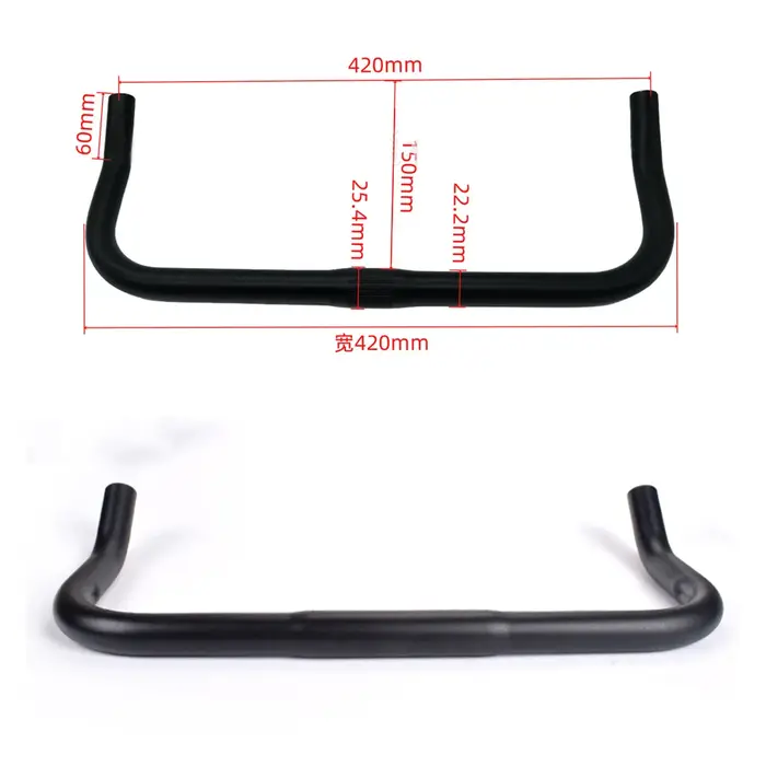 Barre de courbure de guidon de vélo Bullhorn 22.2*25.4*420mm