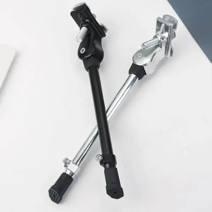 Béquille de vélo réglable en alliage robuste pour VTT, noir/argent
