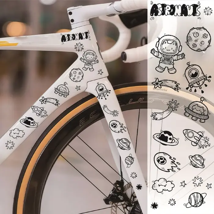 Autocollants de vélo graffiti astronaute spatial pour cadre de vélo