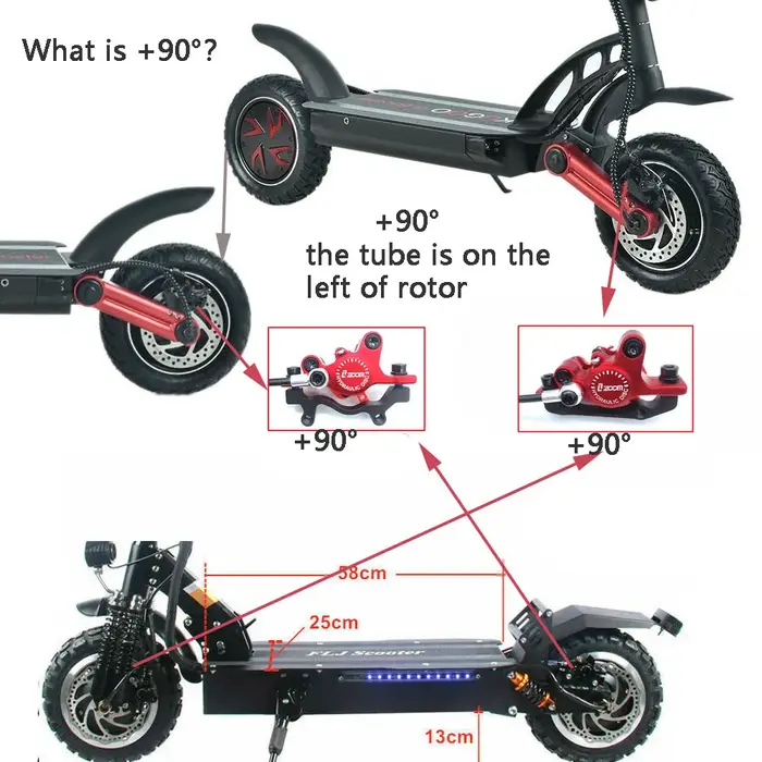 Zoom vélo Scooter électrique mise hors tension contrôle huile hydraulique étrier de frein à disque 2200 2000 1000mm pour zéro kaabo KUGOO e-bike