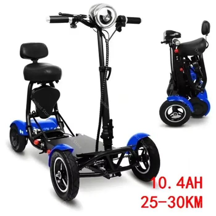 Scooters de mobilité à 4 roues pour Seniros pliant 36V 500W Scooter électrique à double moteur pour
