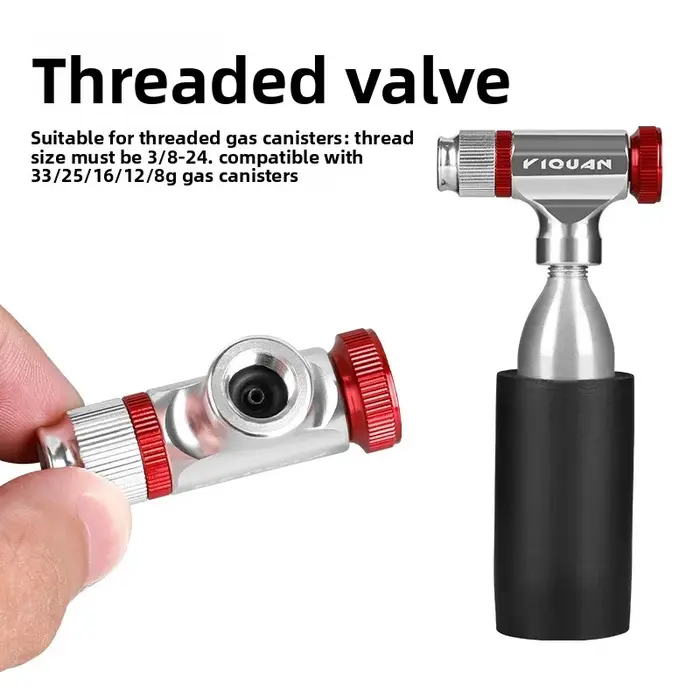 Pompe à CO2 pour vélo, gonfleur de Tube de pneu en aluminium, Mini pompe à main, filetage de vis 3/8-24 et cylindre de gaz 33/25/16/12/8g