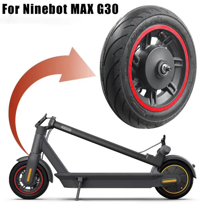 Roue avant de trottinette électrique de 10 pouces avec pneu tubeless sous vide 60/70-6.5 55 pour Segway Ninebot Max G30