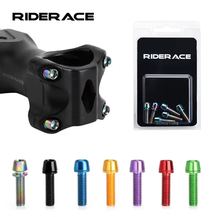 6 pièces/ensemble vis de guidon de vélo en acier inoxydable coloré plaqué titane M5 * 18MM vtt vélo 