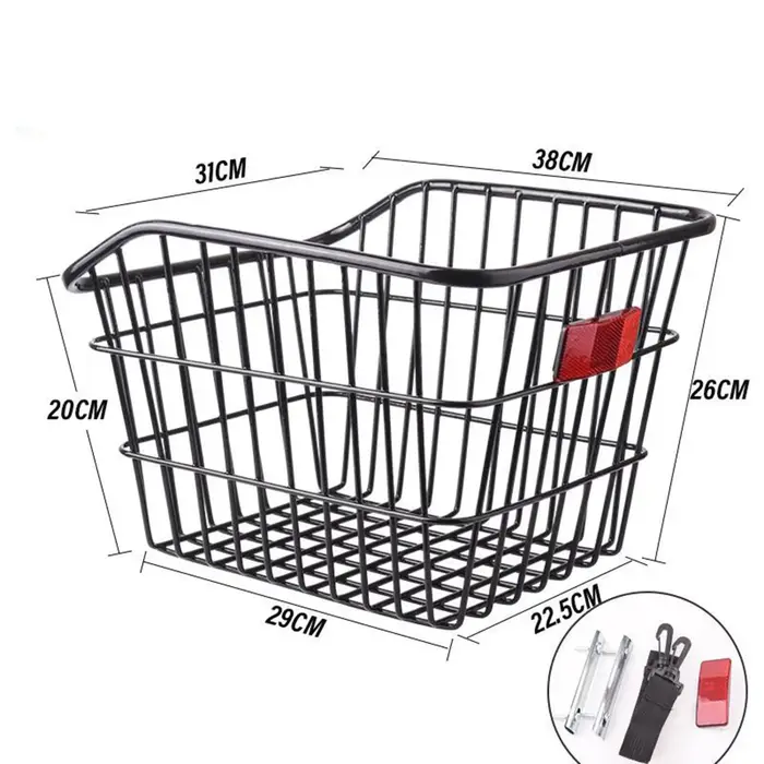 Panier de rangement arrière pour vélo en métal sans couvercle