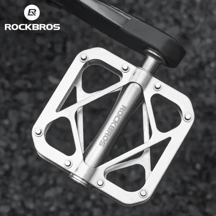 ROCKBROS Pédalier de vélo Ultraléger en Alliage de Titane Pédales Étanches et Scellées Anti-dérapantes avec Large Piste