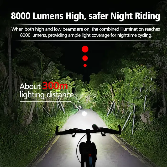 NEWBOLER – feu avant de vélo 8000mAh, 8000 lumens, étanche, chargeur USB, lampe de cyclisme sur rout