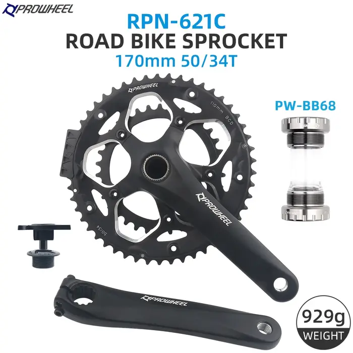 PROWHEEL vélo de route creux Double pignons pédalier 170mm 53-39T 50-34T manivelle plateau