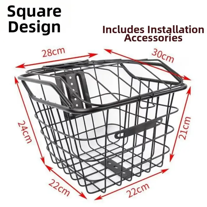 Panier en acier pour vélo de montagne, facile à installer, avec couvercle, réglable, fixe et durable.