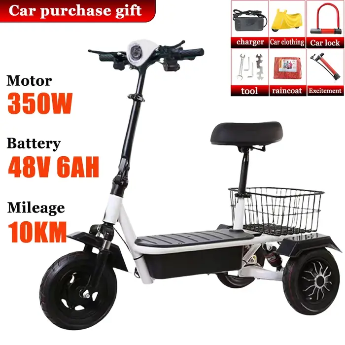 Mini adulte Portable avec panier Scooter électrique personnes âgées trajet Tricycle