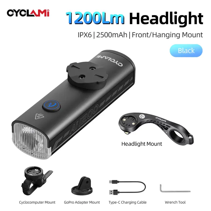 CYCLAMI 1200/1800 Lumen phare de vélo Ultra-léger suspendu avant lampe en alliage d'aluminium vtt
