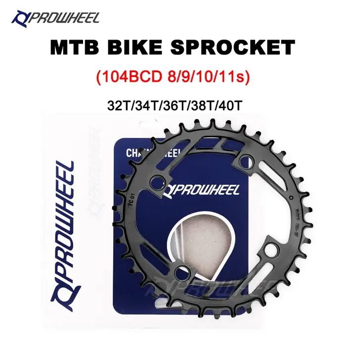 Plateau de vélo en acier PROWHEEL 104BCD pour VTT et route 32T à 40T avec dents positives et négatives pour transmission fluide et robuste