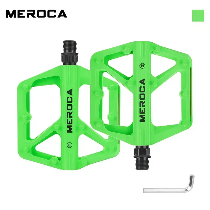 Pédales de vélo en nylon MEROCA, plateforme pour VTT et vélo de route, double roulement DU, bleu, ro