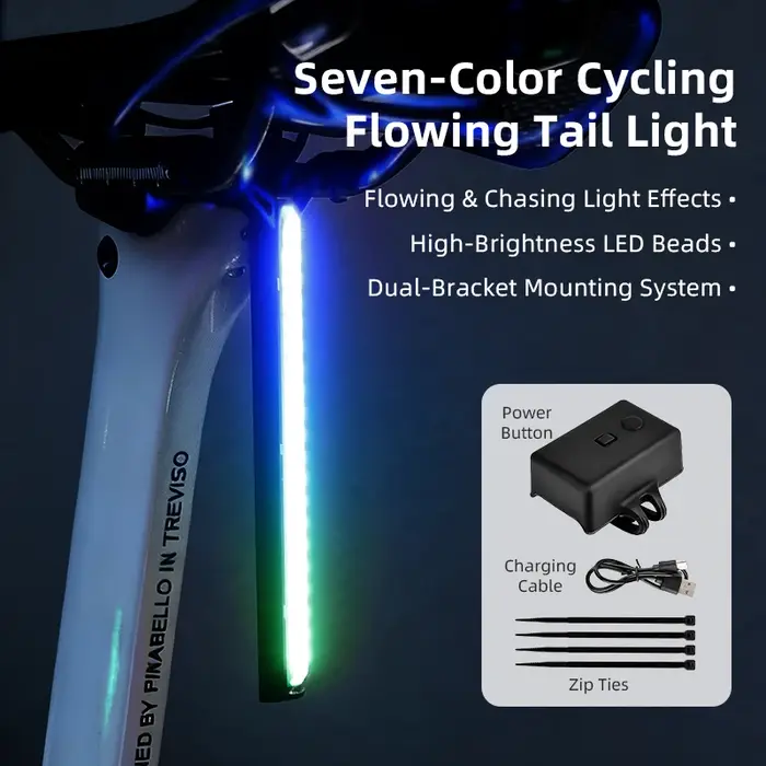Feu arrière de vélo ESLNF RGB à fixation sur rail de selle