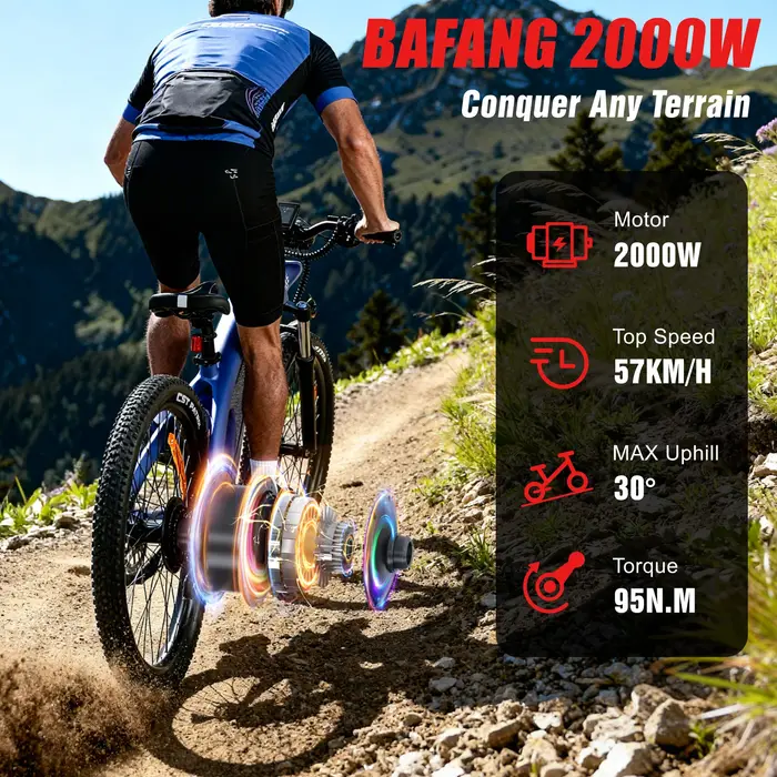 HX Q5 2000W Ebikes 57 KM/H vélo électrique 27.5 pouces adultes