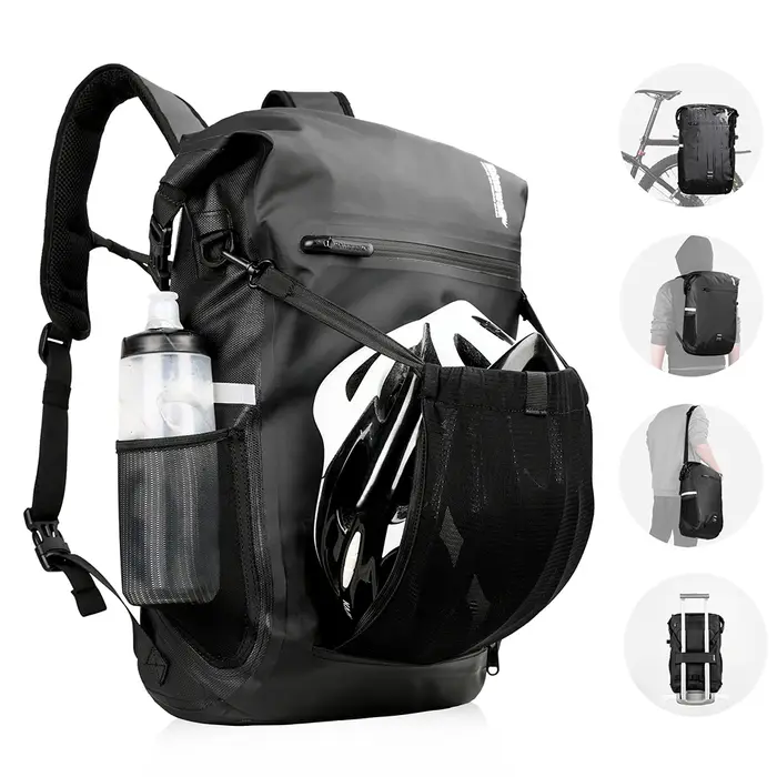 Rhinowalk – sacoche de vélo 22l, entièrement étanche, capacité arrière, support arrière multifonctio