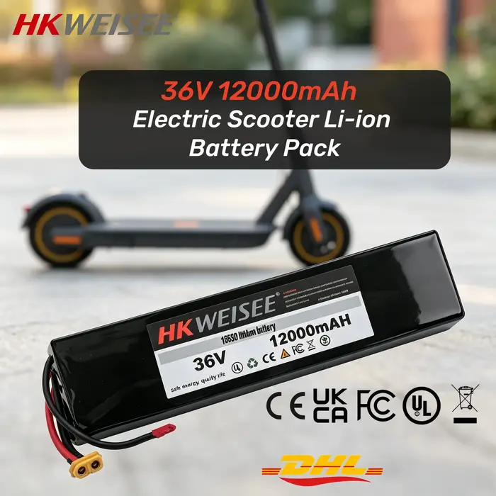 Batterie au lithium pour trottinette électrique, 36V, 12000mAh, rechargeable, haute capacité, avec BMS, pour moteurs de 250W à 500W