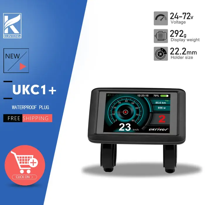 Écran d'affichage pour vélo électrique UKC1+ avec prise SM/étanche 24V/36V/48V/60V/72V compatible avec le contrôleur JN