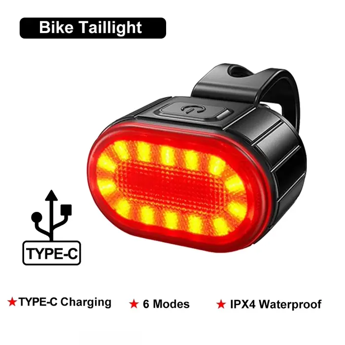 Feu avant et arrière de vélo Rechargeable, phare LED, plusieurs Modes d'éclairage, chargement USB ty
