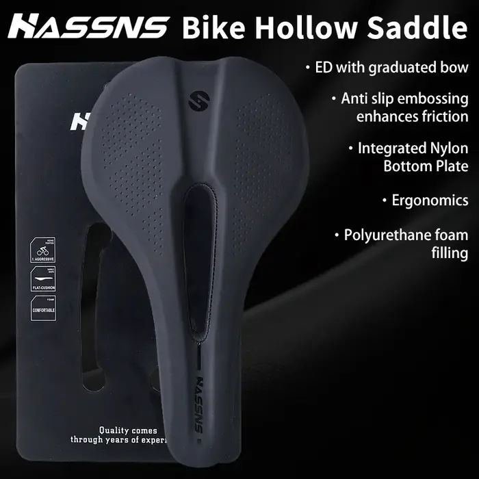 Selle de vélo VTT HASSNS HA2035 en cuir blanc confortable avec design ergonomique creuse pour cyclisme de montagne et confort durable