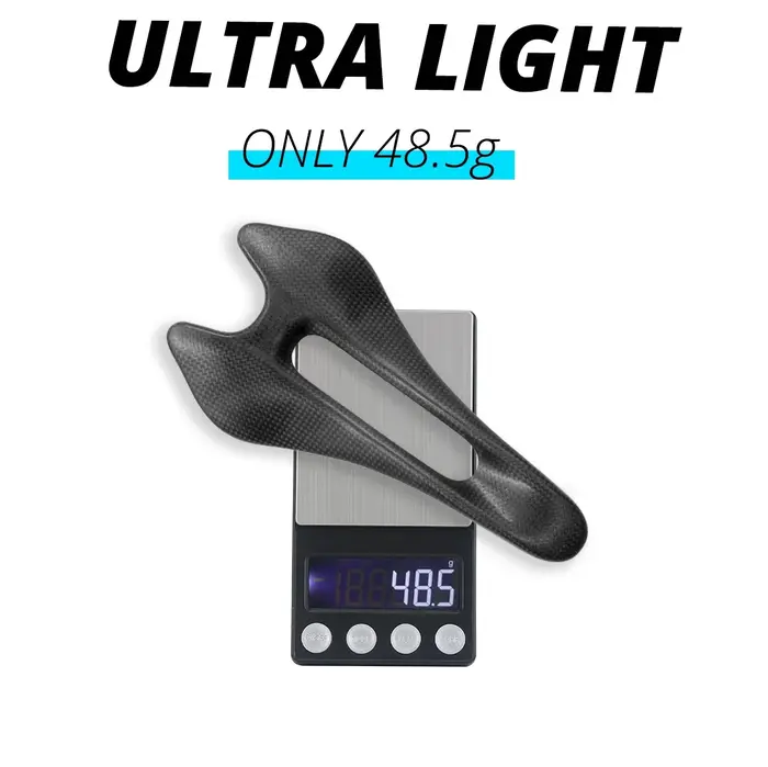 Selle de vélo ULLICYC entièrement en carbone 48g 3K Raw Matte 242x122mm 7x9mm Rail ovale
