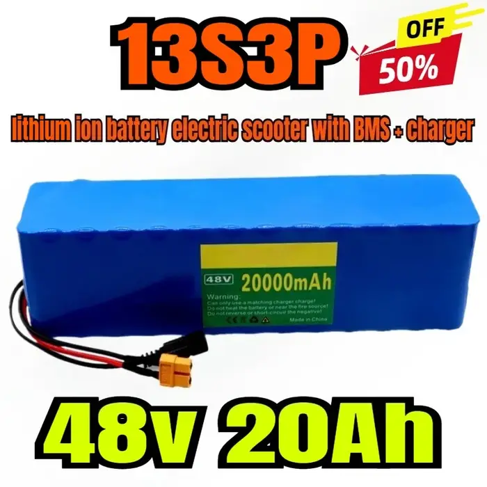 Nouveau 48v 20Ah 1000w 13S3P 20000mah batterie lithium-ion 54.6v batterie lithium-ion scooter électr