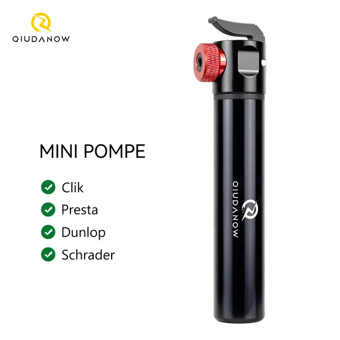 Mini pompe à vélo portable, gonfleur manuel pour pneus et ballons, compatible valves Schrader, Presta et Clik, accessoires pour VTT et vélo de route