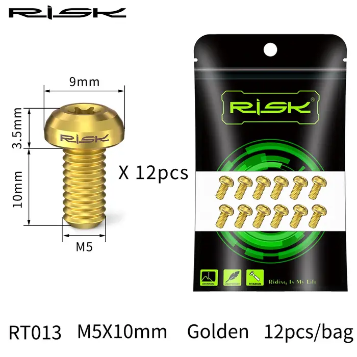 Risque 12 pièces M5 * 10MM vélo frein à disque Rotor boulons de fixation TC4 titane vélo vtt vélo ul