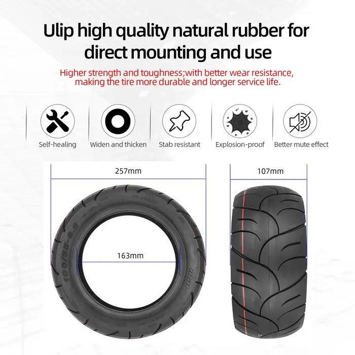 Ulip 11 pouces 100/55-6.5 pneu Tubeless auto-cicatrisant pour Scooter électrique avant et arrière construit colle