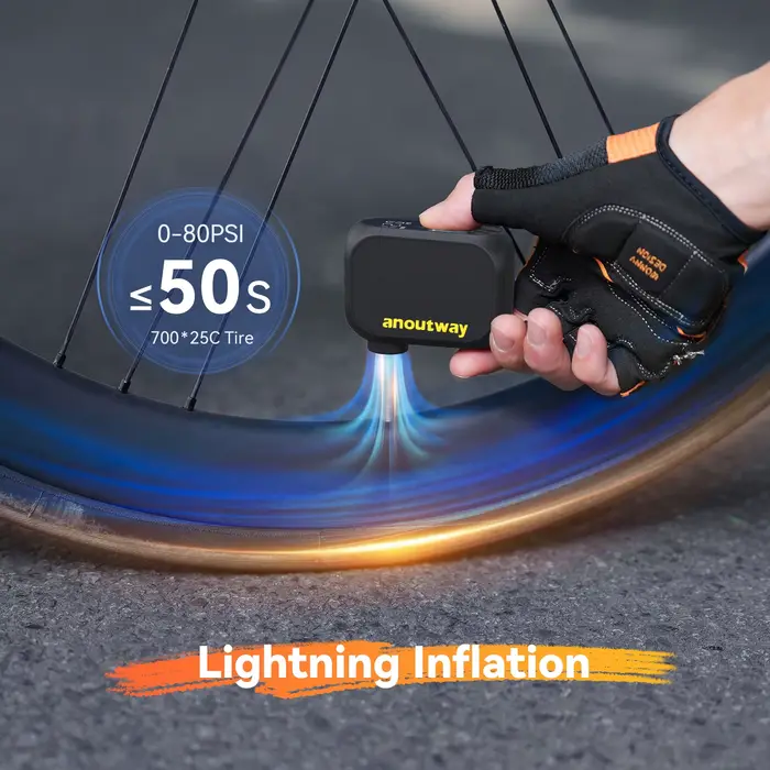 Anoutway AT1 Pro Mini pompe électrique pour vélo gonfleur de pneus sans fil avec écran 25 minutes charge rapide 120PSI Max 450mAh batterie