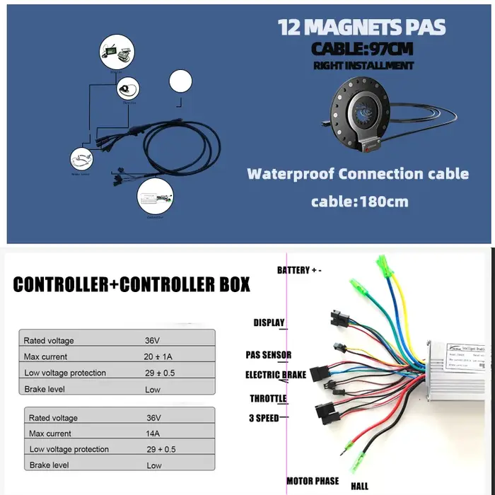 Kit de Conversion de vélo électrique 36V 250W 350W 500W