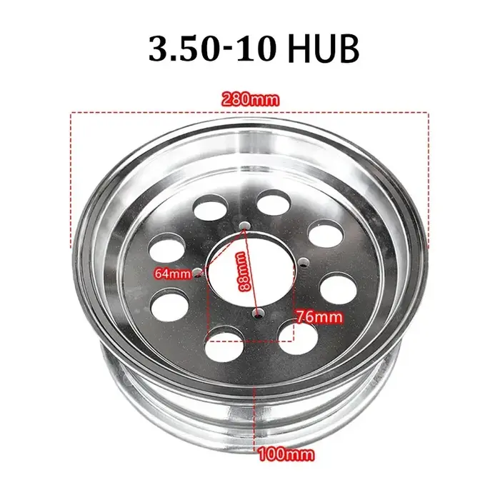 Jantes 2.50-10 2.75-10 3.00-10 3.50-10 4.50-10 pouces en alliage d'aluminium pour vélo moto tricycle électrique scooter pièces