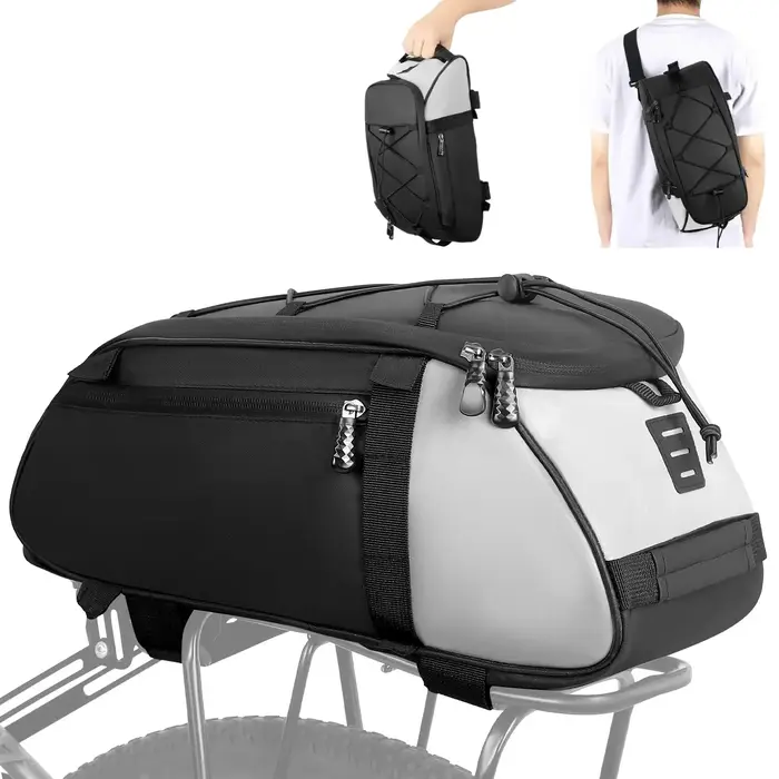 Sac de porte-vélo, sac de coffre arrière pour vélo électrique imperméable et réfléchissant de 12 L,