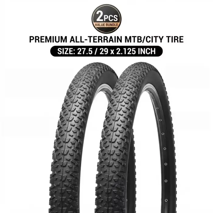 Pneus de vélo VTT 27.5/29 x 2.125 pouces, 2 pièces, pneus de remplacement durables en caoutchouc pou