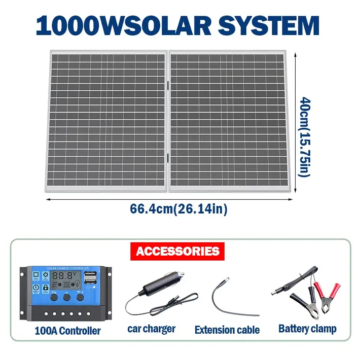 Conception pliable de panneau solaire de 1000 W avec centrale électrique portative à haute efficacit