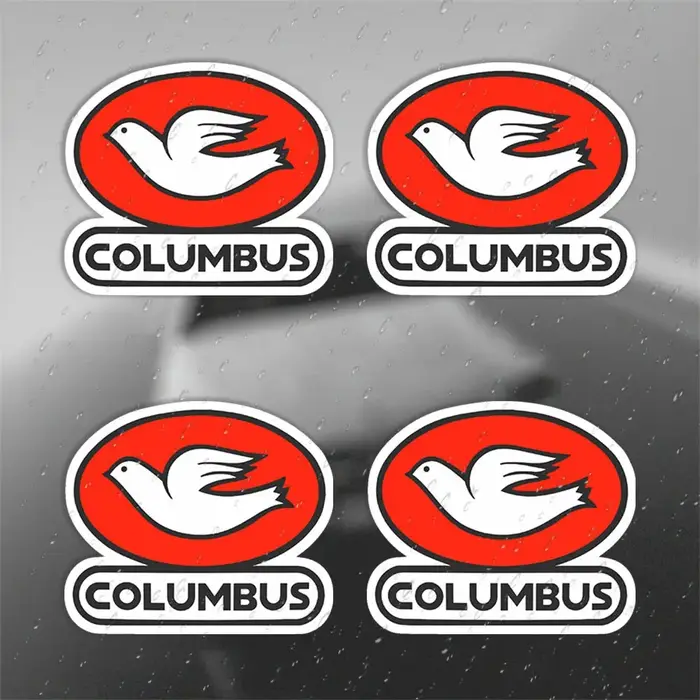 Ensemble d'autocollants rétro pour cadre de vélo Columbus (4 feuilles) - Offre un design rouge nosta