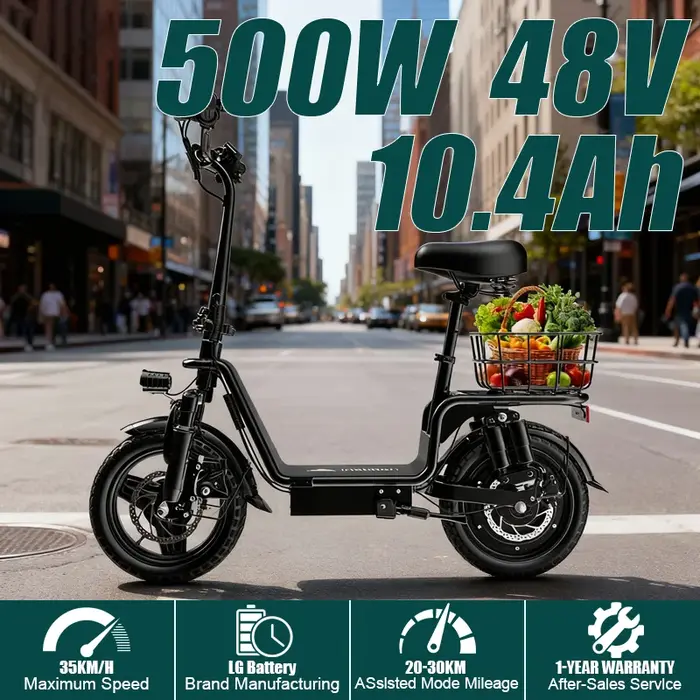 Le scooter électrique DEEPOWER C14 peut transporter du poids sur les pédales et est équipé d'un moteur 500 W et une batterie au lithium étanche