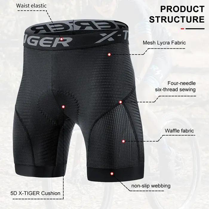 X-TIGER hommes sous-vêtements de cyclisme Shorts 5D rembourré sport équitation vélo vtt doublure Sho