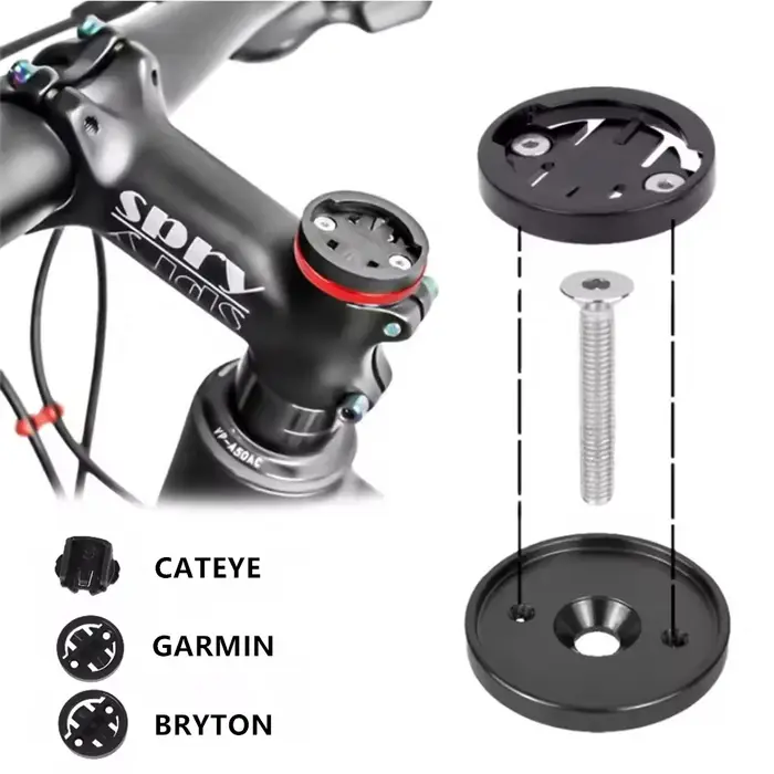 BKPTX support d'ordinateur à capuchon supérieur tige de vélo de route vtt pour Garmin/Bryton/Cateye 28.6mm chronomètre